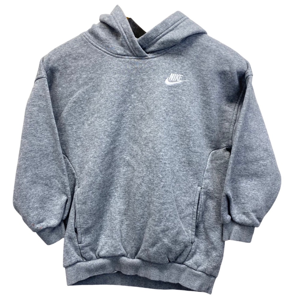 Nike Kids Sportswear Pullover Hoodie Grey Heather FZ5579-063 Size S (Read)